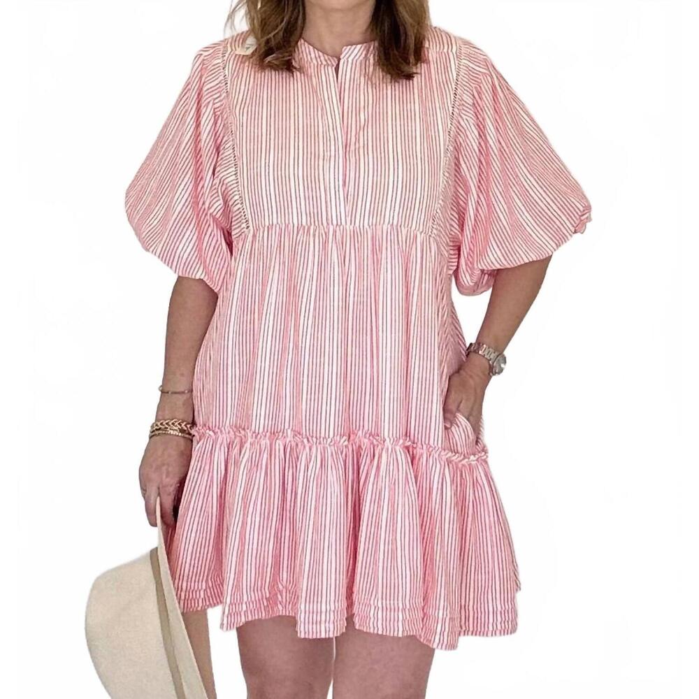 NEW MAHILA alize stripe dress in pink